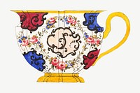 Vintage porcelain cup, floral design psd. Remixed by rawpixel.