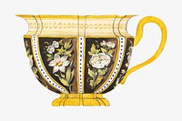 Vintage porcelain cup, floral design. Remixed by rawpixel.