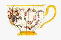 Vintage porcelain cup, floral design psd. Remixed by rawpixel.