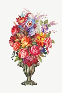 Colorful flower fountain, vintage illustration by Perkins Harnly and Nicholas Zupa. Remixed by rawpixel.