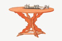 Orange wooden table, furniture illustration psd. Remixed by rawpixel.