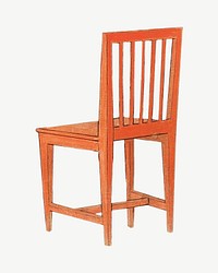 Orange wooden chair, furniture illustration psd. Remixed by rawpixel.
