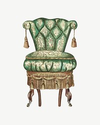 Green chair watercolor illustration element psd. Remixed from Perkins Harnly artwork, by rawpixel.