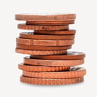Copper coin stack isolated graphic psd