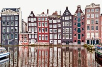 Amsterdam houses, Netherlands travel border psd