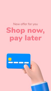 3D shopping template, Instagram ad, shop now pay later psd