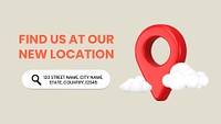 Location Facebook event cover template, editable cute 3D design psd