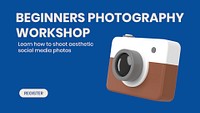 Photography workshop Powerpoint presentation template, editable 3D design psd