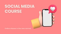 Cute social media presentation template, 3D design psd