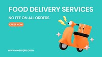 Food delivery blog banner template, 3D e-commerce psd