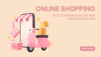 Online shopping blog banner template, small business psd