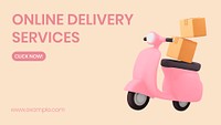 Online delivery blog banner template, shipping service psd