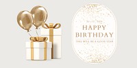 Gold birthday Twitter post template, 3D rendering aesthetic psd