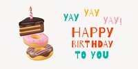 Birthday cake Twitter post template, cute greeting card psd