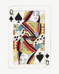 Queen spade poker card collage element psd. Remixed by rawpixel.