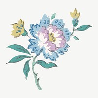 Vintage flower illustration collage element psd. Remixed by rawpixel.