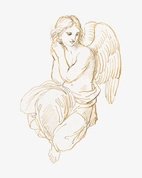  Angel sketch  isolated design. Remixed by rawpixel.