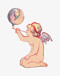 Cupid blowing bubble, vintage illustration by Wells, Richardson & Co.  Remixed by rawpixel. 