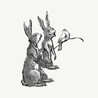 Two bunnies cartoon, vintage animal illustration by Wells, Richardson & Co psd.  Remixed by rawpixel. 