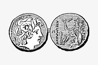 Greek Roman coins, vintage money illustration by Sarah Whitman.  Remixed by rawpixel. 