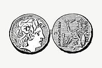 Greek Roman coins, vintage money illustration by Sarah Whitman psd.  Remixed by rawpixel. 