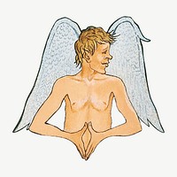 Male angel, vintage mythical illustration by Hugo Simberg psd.  Remixed by rawpixel. 