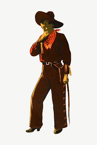 Wild West cowboy, vintage man illustration by Anthony E. Wills psd.  Remixed by rawpixel. 