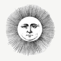 Sun with human's face, vintage illustration psd.  Remixed by rawpixel. 