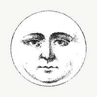 Moon with human face, vintage illustration psd.  Remixed by rawpixel. 