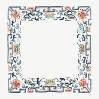 Chinese floral patterned frame, vintage illustration psd.  Remixed by rawpixel. 