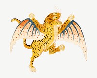 Chinese winged tiger, mythical creature illustration psd.  Remixed by rawpixel. 