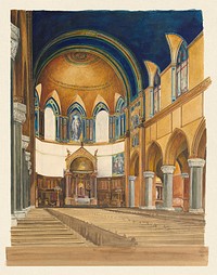 Church of St. Paul the Apostle, New York City, Chancel Decoration (1835&ndash;1910) architecture illustration by John La Farge. Original public domain image from The Smithsonian Institution. Digitally enhanced by rawpixel.