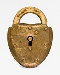 Lever pouch padlock, gold brass design. Original public domain image from The Smithsonian Institution. Digitally enhanced by rawpixel.