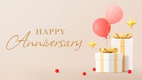 Happy anniversary blog banner template, 3d graphic psd
