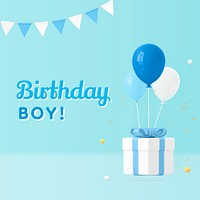 Birthday social media post template, 3d graphic psd