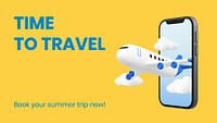 Travel blog banner template, summer trip psd