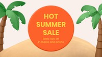 Summer sale blog banner template, 3D promotion psd