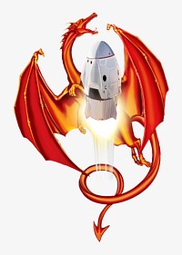 Vintage dragon & rocket illustration. Remixed by rawpixel.