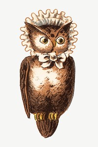 Vintage owl bird, animal illustration psd. Remixed by rawpixel.