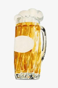 Vintage beer glass chromolithograph art. Remixed by rawpixel. 