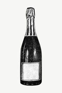 Champagne bottle vintage illustration psd. Remixed by rawpixel. 