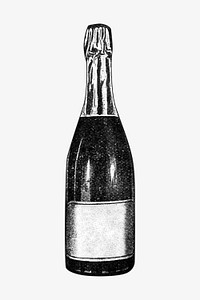 Champagne bottle  vintage illustration. Remixed by rawpixel. 