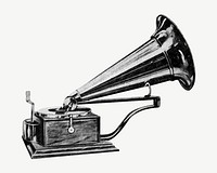 Vintage gramophone chromolithograph art psd. Remixed by rawpixel. 