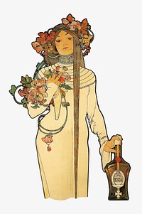 Alfons Mucha' woman chromolithograph art illustration. Remixed by rawpixel. 