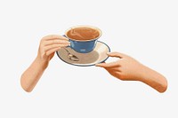 Vintage hand holding teacup chromolithograph art. Remixed by rawpixel. 