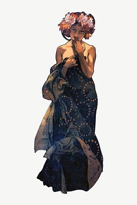 Alfons Mucha's woman art nouveau illustration psd. Remixed by rawpixel. 