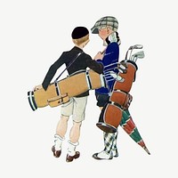 Vintage golf caddy illustration psd. Remixed by rawpixel. 