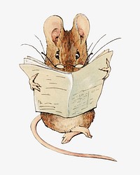 Reading mouse character vintage illustration. Remixed by rawpixel. 