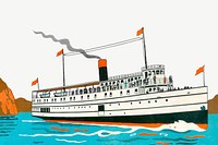 Vintage cruise ship chromolithograph art psd. Remixed by rawpixel. 