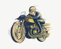 Vintage motorcycle chromolithograph art psd. Remixed by rawpixel. 